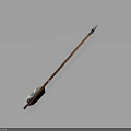 Traditional Arrow With Wooden Shaft Metal Tip And Feathered Fletching On Light Blue Background