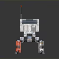 Four Legged Robot With White Orange Body Mechanical Legs Antenna And Display Screen