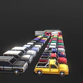 Colorful Model Toy Cars Including Sedans Trucks And Fire Engines On