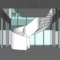 Modern Sales Office Building With Spiral Staircase And Glass Curtain Walls