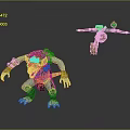Blue Skinned Red Eyed Clawed Monster And Green Gem Wielding Warrior Game Movie Characters