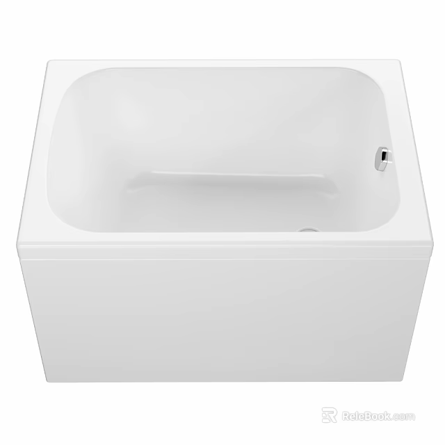 White Square Bathtub Design With Built in Drain and Side Faucet 3d model 