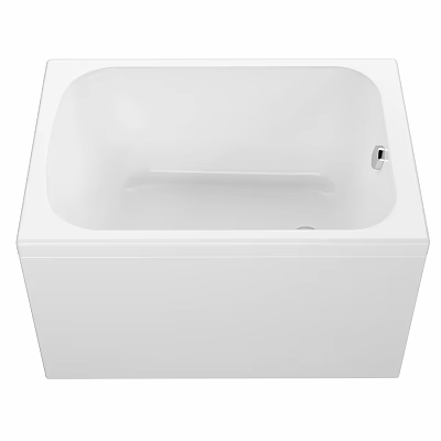 White Square Bathtub Design With Built in Drain and Side Faucet 3d model