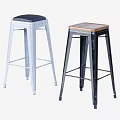 Stylish High Bar Stools With Metal Frame And Black Wooden Seats