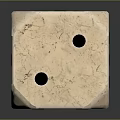 Off White Marble Texture Household Dice With Black Dots Smooth Surface And Reflective Base 3d model