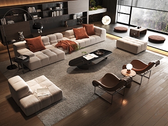 Modern sofa coffee table combination 3d model