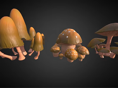 Detailed 3D Models of Various Mushroom Vegetables with Different Shapes and Sizes 3d model