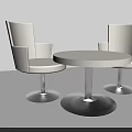 Modern White Round Dining Table Set With Two Upholstered Chairs And Metal Base 3d model