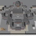 Ancient Architectural Complex With Traditional Grey Tile Roofs And Symmetrical Courtyard Layout 3d model