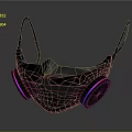 Black Face Mask With LED Purple Pink Edges And Transparent Shield Modern Design