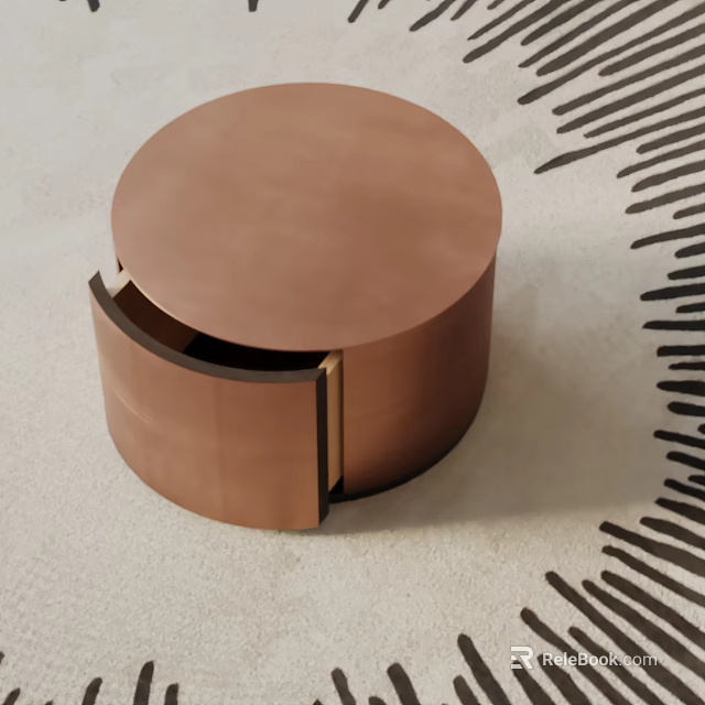 Modern Round Copper Bedside Table With Sleek Leather Surface And Minimalist Design 3d model