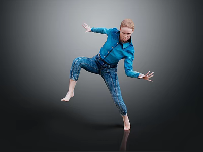 Everyday Life Necessities Blue Cotton Shirt And Blue Denim Jeans For Daily Wear 3d model