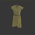 Fashionable Gray Women's V neck Short Sleeve Wrap Belt Simple Style Dress