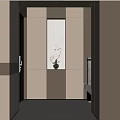 Modern Foyer Hallway Design With Wooden Panels Light Colored Tile Decorative Niche And Ceiling Lights
