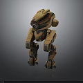3D Robot Character With Brown Mechanical Structure And Futuristic Head Design