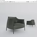 Modern Gray Leather Single Sofa With Slim Metal Legs And Comfortable Backrest 3d model