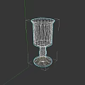 White Ceramic Vessel With Tall Stem And Textured Surface On Black Background
