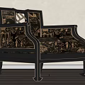 Upholstered Accent Chair With Black Frame And Decorative Pattern On Backrest And Seat