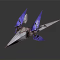 Futuristic Mechanical Sci Fi Device With Purple Wings And Geometric Metallic Sharp Design