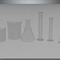 Glass Laboratory Measuring Equipment Set With Transparent Beakers Flasks And Graduated Cylinders