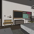 Modern Hotel Room Interior Design With Two Beds TV Desk And Chair