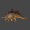 Realistic Stegosaurus Dinosaur With Spiked Back As Game Movie Character In 3D Render