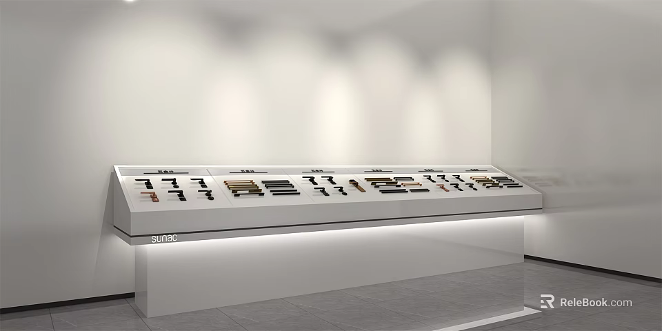 Modern Display Cabinet Shelf With LED Lighting White Finish And Smooth Glass Surface For Small Items 3d model 