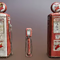 Vintage Red And White Texaco Gas Pumps With Retro Design Features