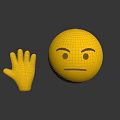 Game Movie Character With Frowning Emoji And Stop Hand Gesture Design