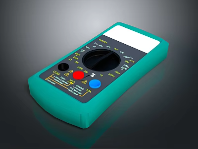 Digital Multimeter For Computer Repair With Teal Casing LCD Display Control Dial And Buttons 3d model
