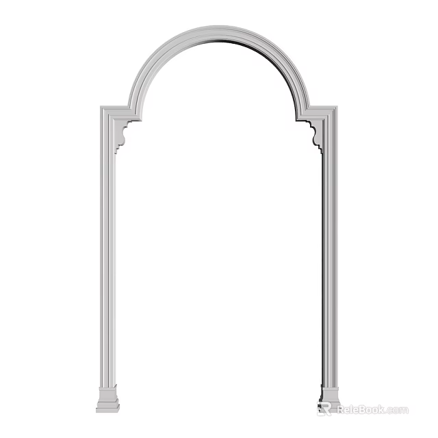 White Decorative Arch Component With Ornate Frame For Interior Architectural Design 3d model 