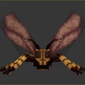 3D Pixel Art Style Bee with Yellow Black Stripes and Pink Wings