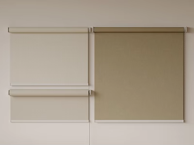 Stylish Fabric Roller Blinds In Beige And Brown Tones For Modern Home Interior Design 3d model