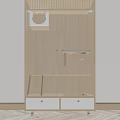 Wooden Cat Furniture Open Structure With Ladder Small Fence And Storage Drawers
