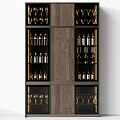 Modern Wine Cabinet With Glass Doors Built in Lighting And Wine Glass Storage