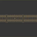 Golden Metal Wrought Iron Fence With Intricate Patterns And Reflective Surface