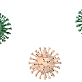 Green And Beige Viral Particles Showing Spherical Structure With Surface Spikes 3d model