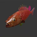 Vibrant Red Marine Fish With Big Eyes Open Mouth And Spiny Dorsal Fin