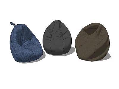 Stylish Bean Bag Chairs in Blue Black and Brown for Modern Living Spaces 3d model