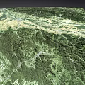 Detailed Mountainous Terrain Model With STRM 30m OpenTopography Data And 80 km Scale