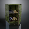 Rusty Green Safe With Open Door Interior Silver And Gold Bars On Shelves