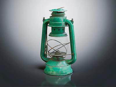 Vintage Green Candle Lamp With Metal Frame And Glass Shade Decorative Lighting Design 3d model