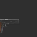 Detailed Classic Black Metal Pistol With Wooden Grip And Dark Background