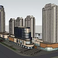 Modern Commercial Street With High Rise Buildings Retail Shops And Pedestrian Plaza