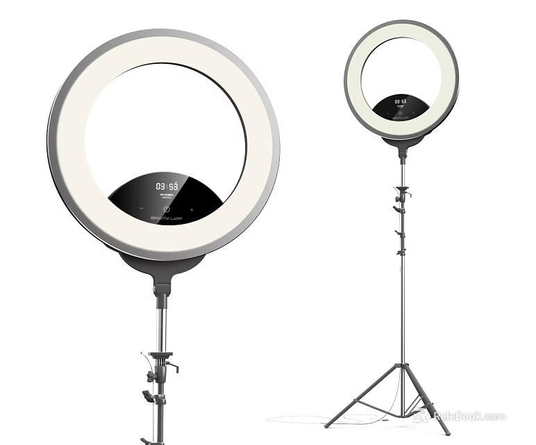 Professional Adjustable LED Ring Light With Digital Display And Tripod Stand 3d model