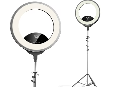 Professional Adjustable LED Ring Light With Digital Display And Tripod Stand 3d model