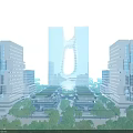 Modern Office Building Featuring Unique Arch Design With Green Roofs And Landscaping