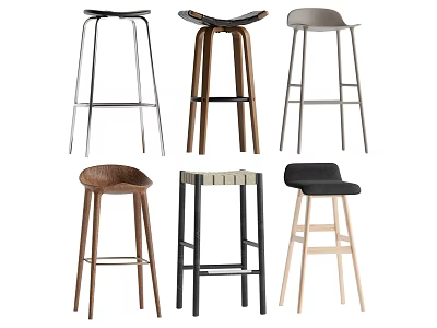 Stylish Bar Stools With Various Modern Designs And Different Material Legs 3d model