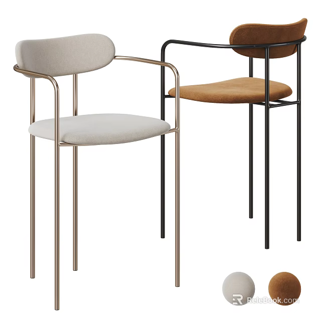 Modern Stylish Bar Stools With Metal Frames And Upholstered Seats In Different Colors 3d model 