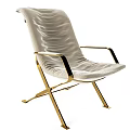 Elegant Modern Leisure Chair With Beige Upholstered Seat And Gold Metal Frame